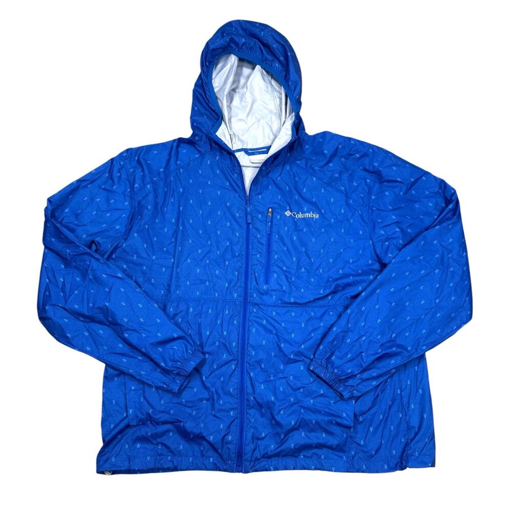Columbia Flash Forward Windbreaker Jacket Mens XL Blue Full Zip Hooded Hike Rain